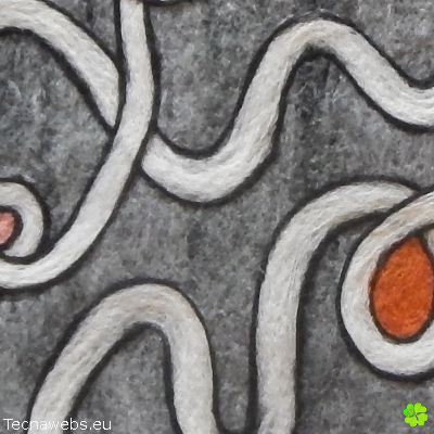 detalle alfombra de lana afiletrado camino sin fin