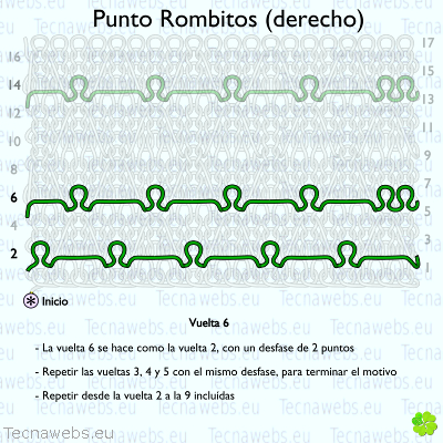 punto rombitos, vuelta 6