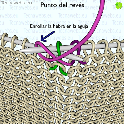 punto del revés, paso 2