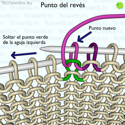 punto del revés, paso 4